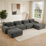 80" Modular Cloud Sectional Sofa – Deep Seat Memory Foam Corduroy Couch with Ottoman, No-Assembly Compressed Loveseat