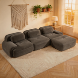 80" Modular Cloud Sectional Sofa – Deep Seat Memory Foam Corduroy Couch with Ottoman, No-Assembly Compressed Loveseat