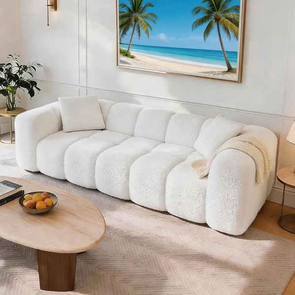 84" Cloud Sofa – Oversized Deep Seat Upholstered Couch, No-Assembly Compressed 3-Seater for Living Room & Bedroom
