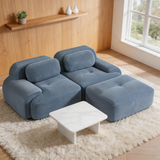 80" Modular Cloud Sectional Sofa – Deep Seat Memory Foam Corduroy Couch with Ottoman, No-Assembly Compressed Loveseat