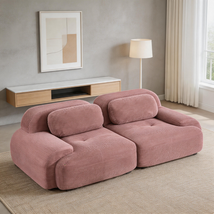 80" Modular Cloud Sectional Sofa – Deep Seat Memory Foam Corduroy Couch with Ottoman, No-Assembly Compressed Loveseat