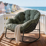 Outdoor Rocking Egg Chair – Rattan Egg Lounge Chair with Cushion