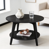 Round Center Table with Tapered Legs | Honey Brown Wood & Curved Transitions