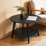 Round Center Table with Tapered Legs | Honey Brown Wood & Curved Transitions