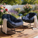 Outdoor Rocking Egg Chair – Rattan Egg Lounge Chair with Cushion