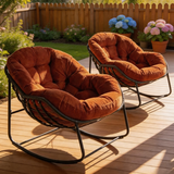 Outdoor Rocking Egg Chair – Rattan Egg Lounge Chair with Cushion
