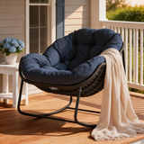 Outdoor Rocking Egg Chair – Rattan Egg Lounge Chair with Cushion