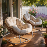 Outdoor Rocking Egg Chair – Rattan Egg Lounge Chair with Cushion