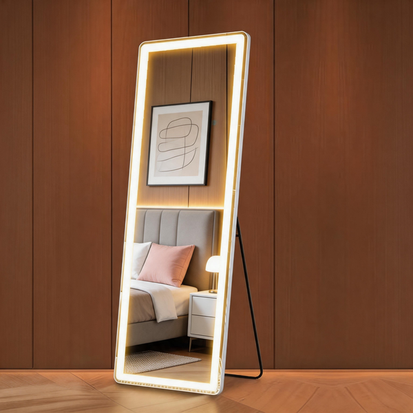 LED Full Length Mirror – Dimmable Floor Mirror with 3 Color Lighting for Bedroom & Dressing Room
