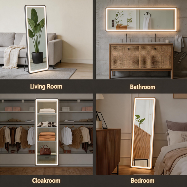 LED Full Length Mirror – Dimmable Floor Mirror with 3 Color Lighting for Bedroom & Dressing Room