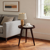Modern Round Side Table – Minimalist White Tray End Table for Living Room, Bedroom & Small Spaces (15" x 18")