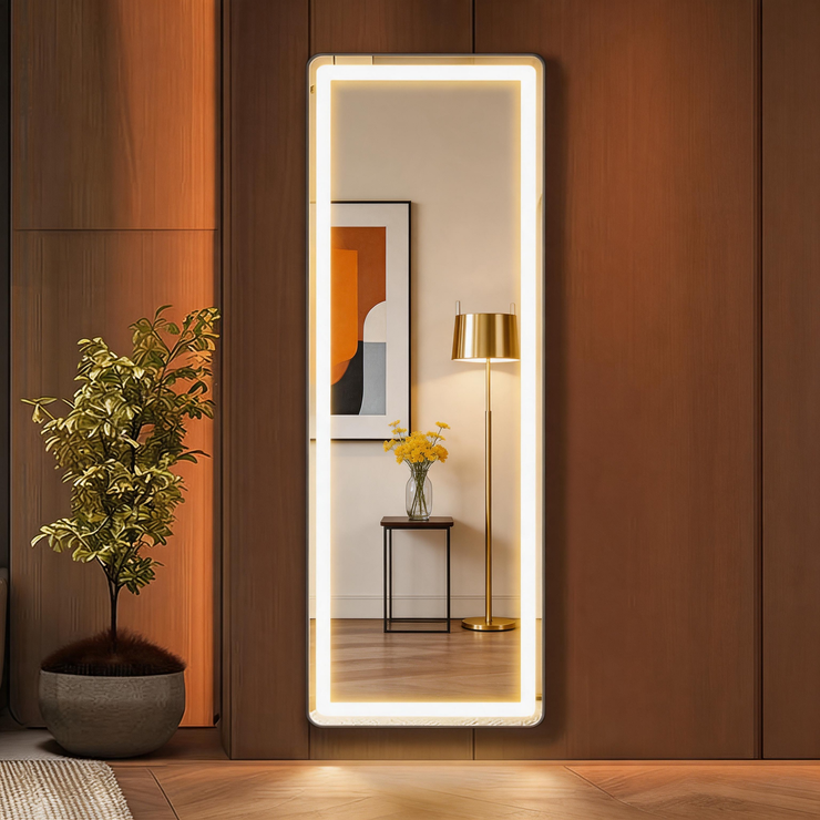 LED Full Length Mirror – Dimmable Floor Mirror with 3 Color Lighting for Bedroom & Dressing Room