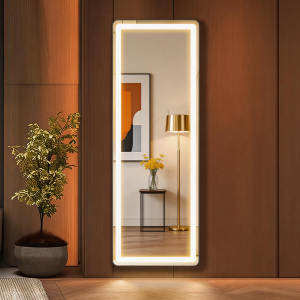 LED Full Length Mirror – Dimmable Floor Mirror with 3 Color Lighting for Bedroom & Dressing Room