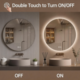24" Round LED Bathroom Mirror – Backlit Anti-Fog Vanity Mirror with Stepless Dimming & 3 Color Lighting Modes