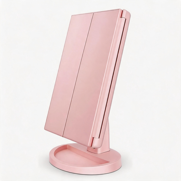 Tri-Fold LED Vanity Mirror – Touch Control Makeup Mirror with Adjustable Lighting & Multi-Magnification Panels