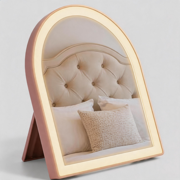 Arch LED Vanity Mirror – Rechargeable Makeup Mirror with Dimmable 3-Color Lighting & Modern Terracotta Finish