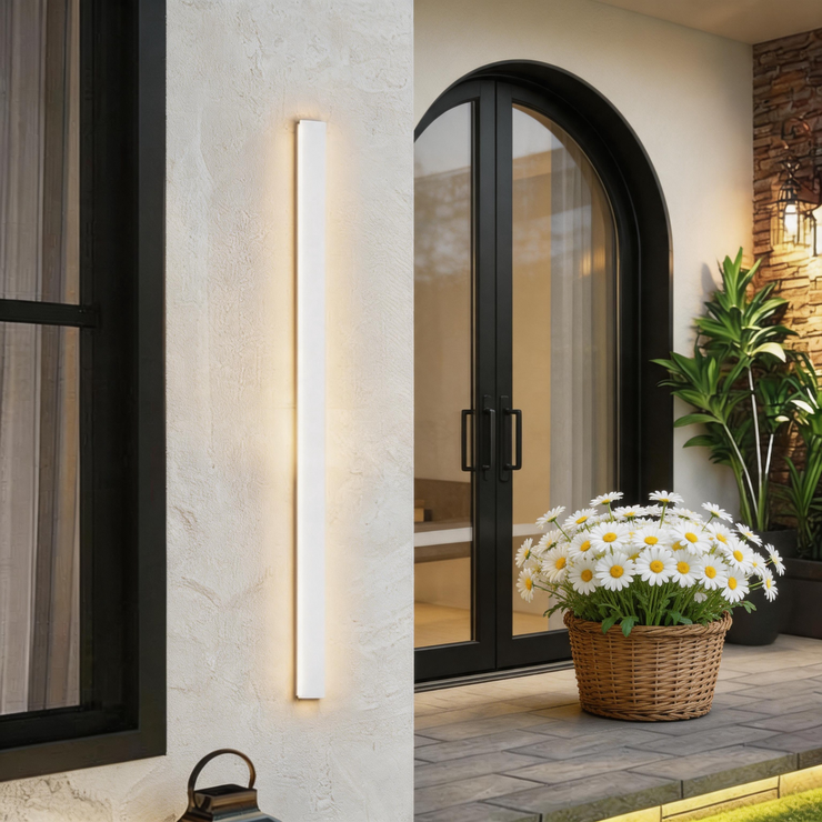 Modern LED Outdoor Wall Light – Long Linear Exterior Sconce with Warm 3000K Lighting