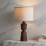 Modern Resin Table Lamp – Brown Accent Lamp with LED Bulb for Bedroom, Living Room & Office