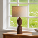 Modern Resin Table Lamp – Brown Accent Lamp with LED Bulb for Bedroom, Living Room & Office