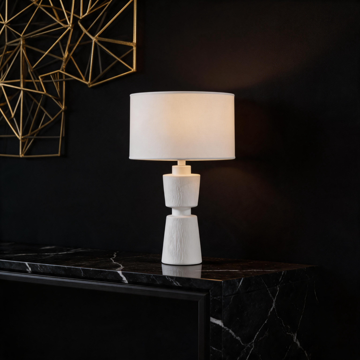 Modern Resin Table Lamp – Brown Accent Lamp with LED Bulb for Bedroom, Living Room & Office