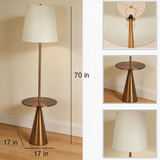 Floor Lamp with Tray Table – Modern Standing Lamp with Linen Shade for Living Room, Bedroom & Office