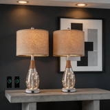 Modern Rattan Bedside Lamps Set – USB Table Lamps with Dual Lighting Design for Bedroom & Living Room