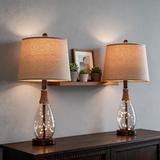 Modern Rattan Bedside Lamps Set – USB Table Lamps with Dual Lighting Design for Bedroom & Living Room