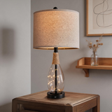 Modern Rattan Bedside Lamps Set – USB Table Lamps with Dual Lighting Design for Bedroom & Living Room