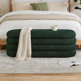 49" Oval Storage Ottoman Bench – Upholstered Fabric End-of-Bed Bench for Bedroom, Living Room & Entryway