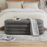 49" Oval Storage Ottoman Bench – Upholstered Fabric End-of-Bed Bench for Bedroom, Living Room & Entryway