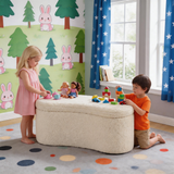Curved Sherpa Ottoman Bench – Modern Crescent Storage Bench for Bedroom & Entryway