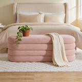 49" Oval Storage Ottoman Bench – Upholstered Fabric End-of-Bed Bench for Bedroom, Living Room & Entryway