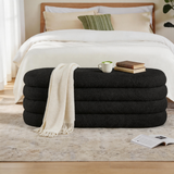 49" Oval Storage Ottoman Bench – Upholstered Fabric End-of-Bed Bench for Bedroom, Living Room & Entryway
