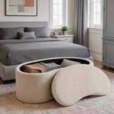 Curved Sherpa Ottoman Bench – Modern Crescent Storage Bench for Bedroom & Entryway