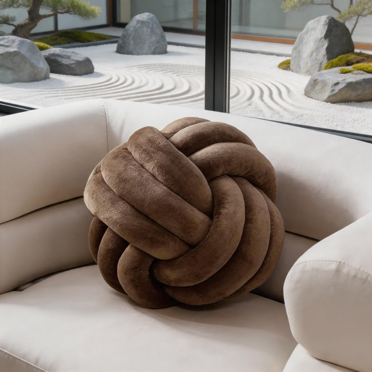 Soft Knot Ball Pillow – Handmade Plush Throw Cushion for Modern Home Decor