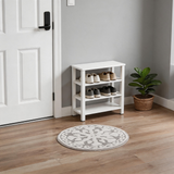 Cotton Bathroom Rug, Tufted Plush Bath Mat with Floral Medallion Pattern