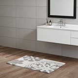Cotton Bathroom Rug, Tufted Plush Bath Mat with Floral Medallion Pattern