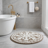 Cotton Bathroom Rug, Tufted Plush Bath Mat with Floral Medallion Pattern