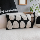 Boho Tufted Pillow Cover – Black & White Geometric Lumbar Cushion for Modern Living Spaces