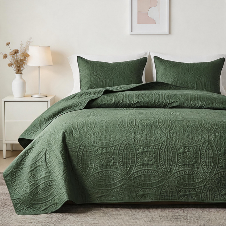 Bedding Bedspread-Polyester – Lightweight Coin Pattern Coverlet for All Season