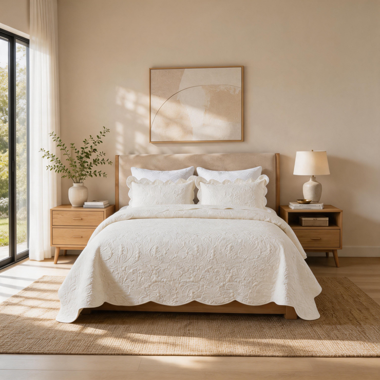 Modern Microfiber Quilt Set – Reversible Floral Bedspread with Lightweight All-Season Comfort