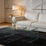 Minimalist Tempered Glass Coffee Table – Clear Center Table with Contemporary Style