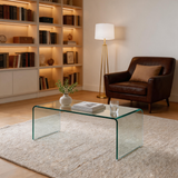 Minimalist Tempered Glass Coffee Table – Clear Center Table with Contemporary Style