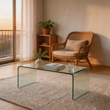 Minimalist Tempered Glass Coffee Table – Clear Center Table with Contemporary Style