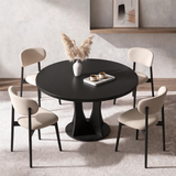Modern Wood Dining Table – Round Dining Table with Contemporary Style & Family Seating