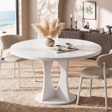 Modern Wood Dining Table – Round Dining Table with Contemporary Style & Family Seating
