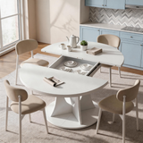 Modern Wood Dining Table – Round Dining Table with Contemporary Style & Family Seating