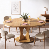 Modern Wood Dining Table – Round Dining Table with Contemporary Style & Family Seating