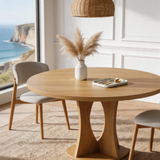 Modern Wood Dining Table – Round Dining Table with Contemporary Style & Family Seating
