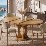 Modern Wood Dining Table – Round Dining Table with Contemporary Style & Family Seating